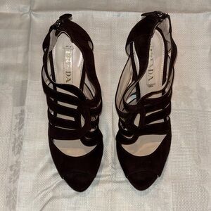 Prada Women's Elegant Brown Strappy Heels